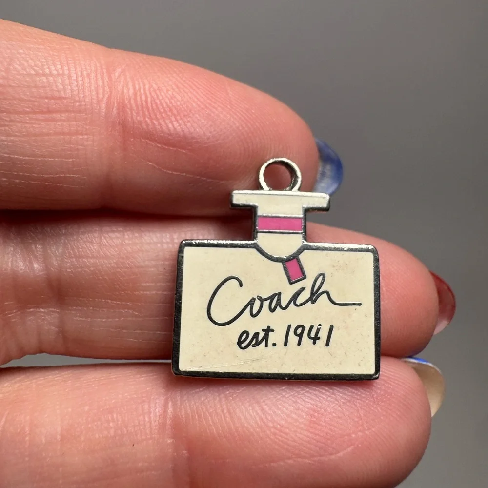 Coach 1941 Perfume Bottle Cream & Pink Metal Pendant/Charm Y2K